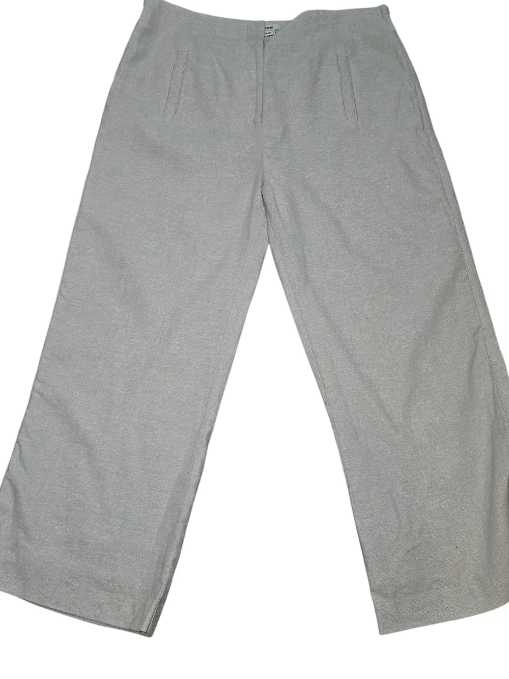 Jason Wu Linen Blend Wide Leg Pants Beige High Rise Cropped Trouser Sz 10 Quiet